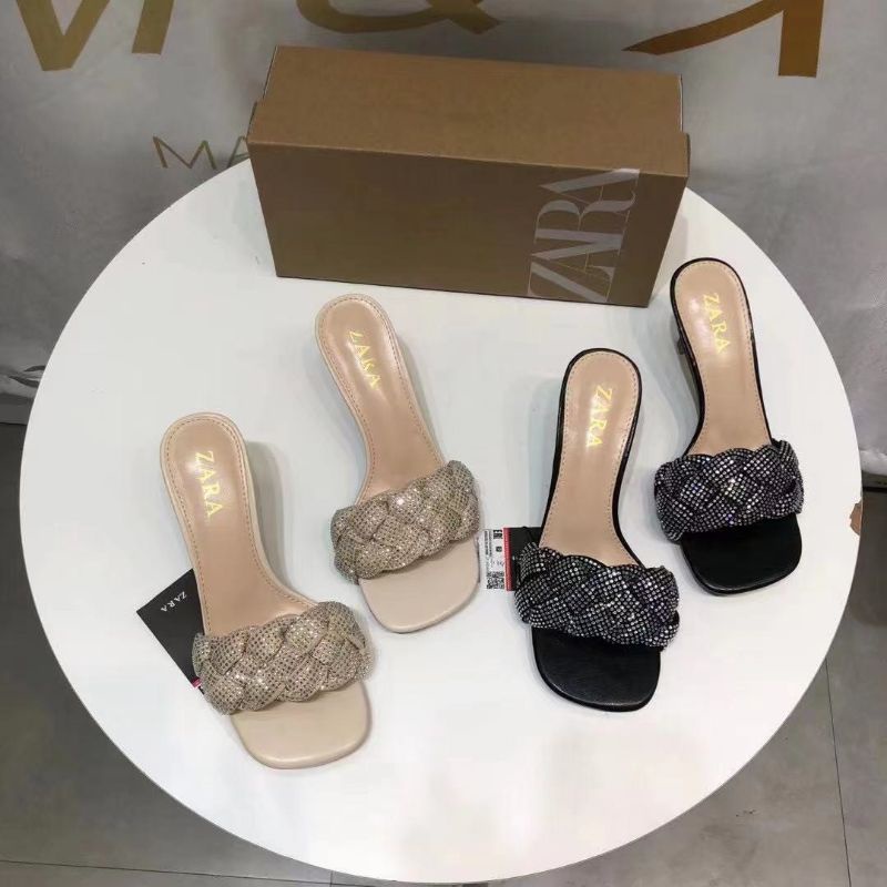 X(ẢNH THẬT) Guốc 7p Zara Quai Nhũ Da Mềm Êm Fullbox Tem Hãng Cao Cấp