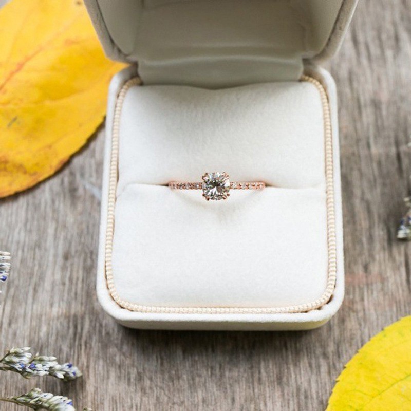 Aifei Jewellery Women Ring Eight Hearts Eight Arrows Mosaic Diamond 925 Sterling Silver 18K Rose Gold Plating R1131