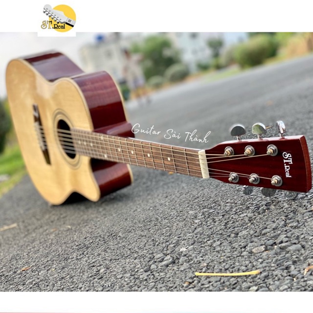 Đàn Guitar Acoustic Chính Hãng ST.Real Guitar Sài Thành Mã ST-H4 chất liệu gỗ nguyên tấm Bắc Phi chạy chỉ viền bông lúa