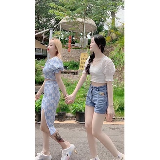 Set đầm kẻ caro sexy ( ảnh thật ở cuối)