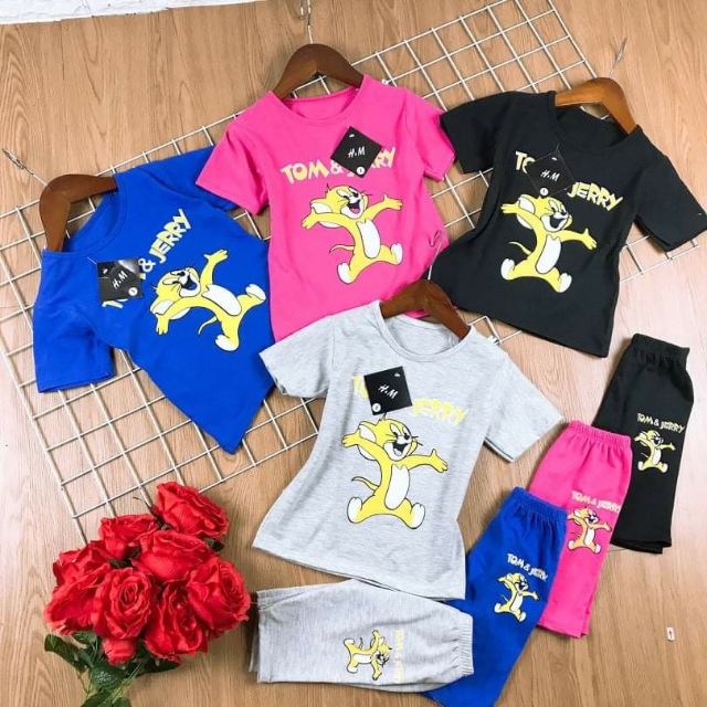 Bộ Tom&Jery quần áo bé gái 4 màu xinh xắn