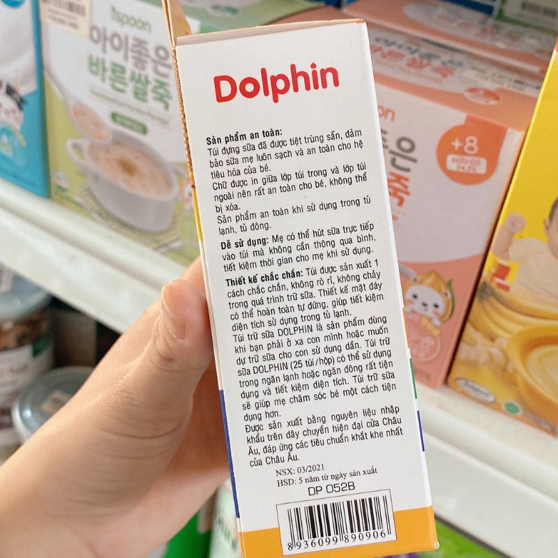 Túi trữ sữa Dolphin (25 túi )-160ml, an toàn ,tiện lợi