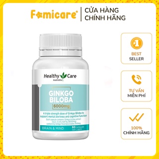 Viên uống bổ não Healthy Care Ginkgo Biloba 6000mg hộp 60 viên