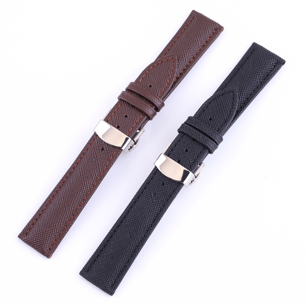 Dây Đeo Bằng Da Thật Có Khóa Bướm Bằng Thép Không Gỉ 12mm 14mm 16mm 18mm 20mm 22mm 24mm Chất Lượng Cao