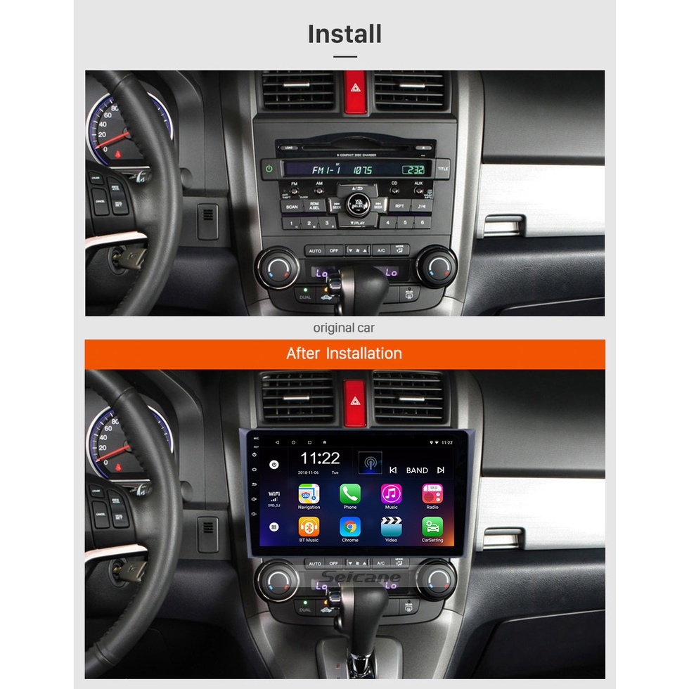 Mặt dưỡng màn hình DVD android 9” 10” HONDA CRV  2009-2012 2012-2015 2016-2021 cắm jack nguồn Zin