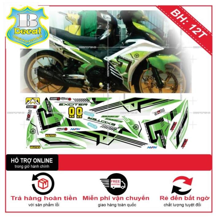 ( Quí khách vui lòng mang ra tiệm cho thợ dán ) Tem EX 2011 TRẮNG XANH KAWA [Bi Decal]