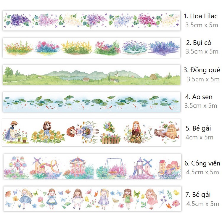 Băng dính washi tape trang trí planner WT101