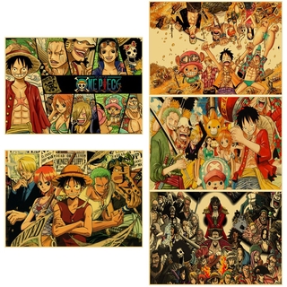 Poster Phim Hoạt Hình One Piece Phong Cách Vintage