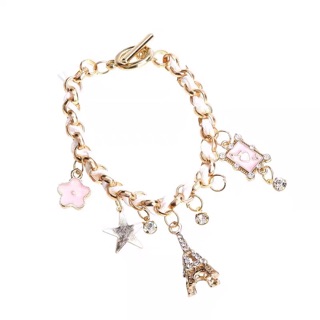 Lắc tay phối dây độc đáo charm tháp eiffel
