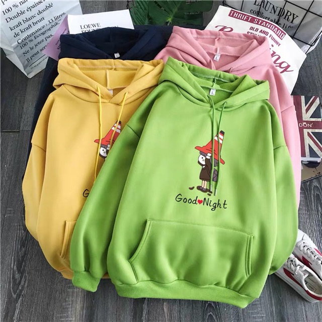 Áo hoodie người Good Night cô gái mũ đỏ HARI1119