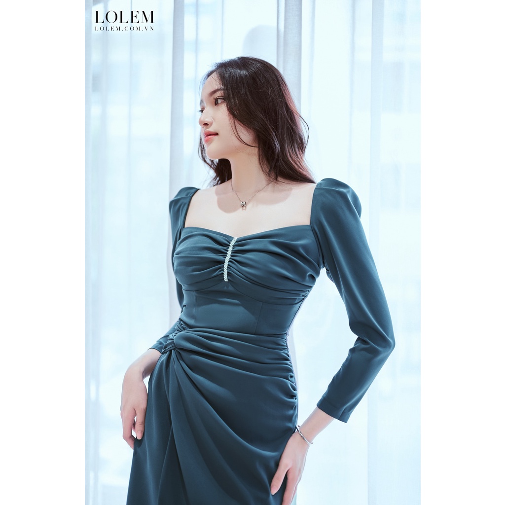 Đầm body sexy LOLEM Clothing cổ vuông, đầm nữ dáng ôm tay lỡ trơn thắt eo xinh phong cách nhẹ nhàng - Do172