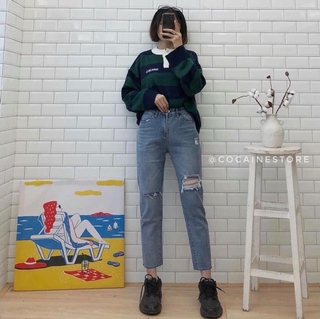 Quần jean baggy rách siêu chất (gạt xem ảnh thật)