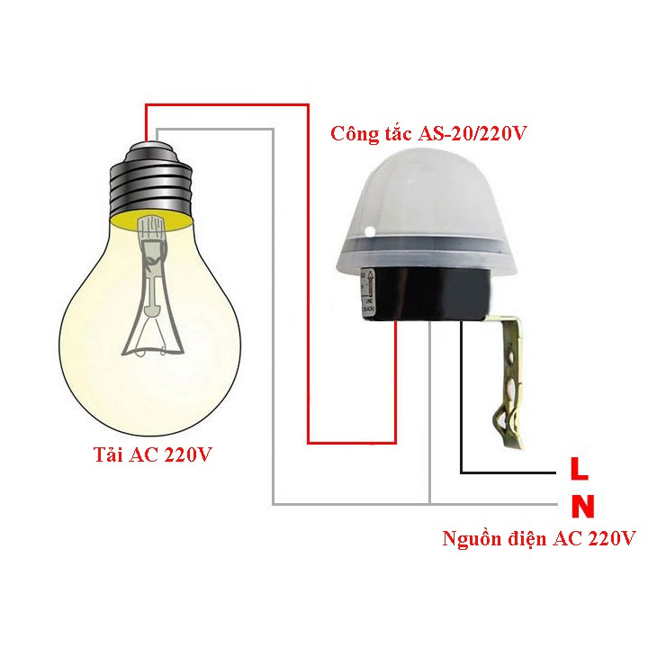 Công tắc cảm biến ánh sáng tự động bật tắt đèn ngoài trời AS-20 AC220V