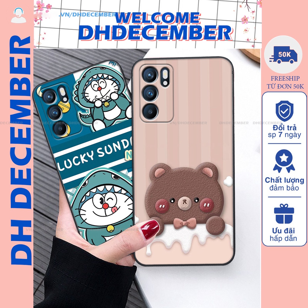 Ốp lưng Oppo RENO 6 5G in hình gấu K@ws, gấu nâu, dor@emon RẺ- ĐẸP- BỀN