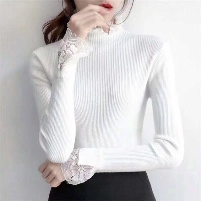 Áo len riềm ren