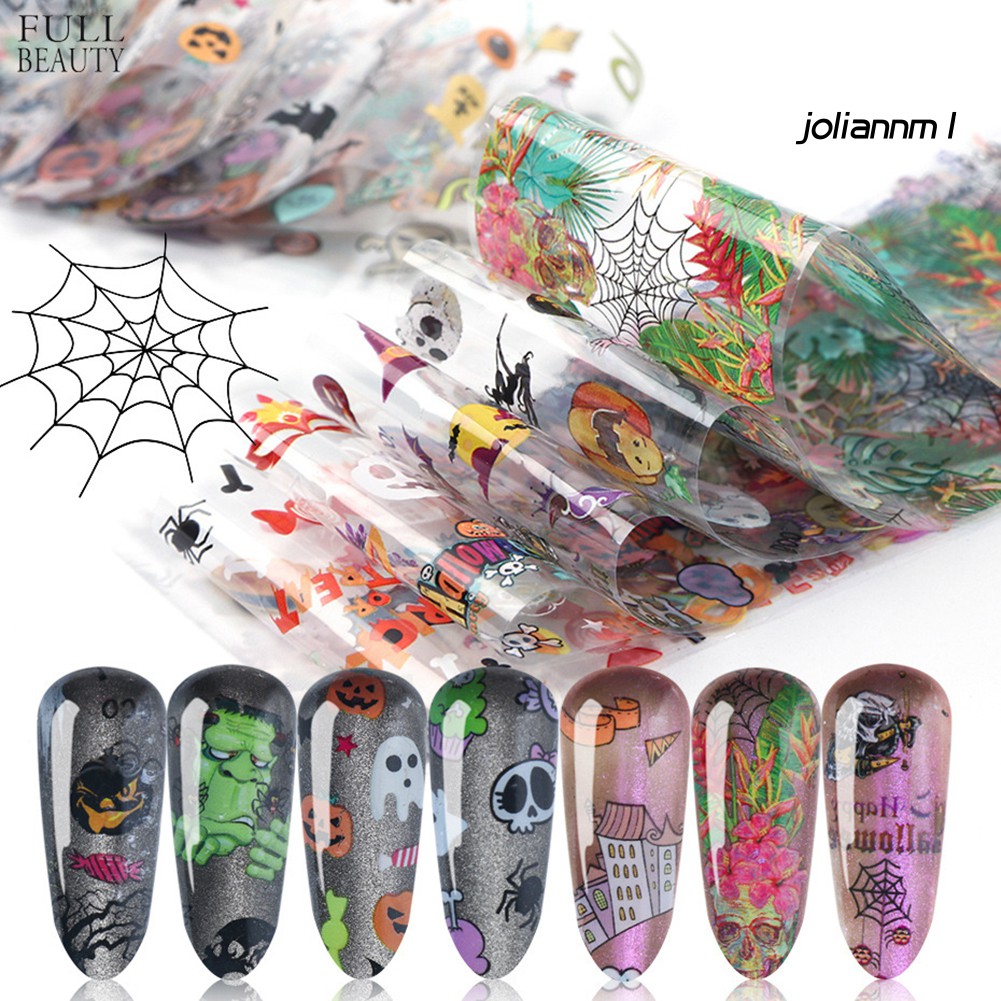 [Hàng mới về] Set 30 miếng dán trang trí móng tay hình bí ngô ma phong cách Halloween Giáng Sinh