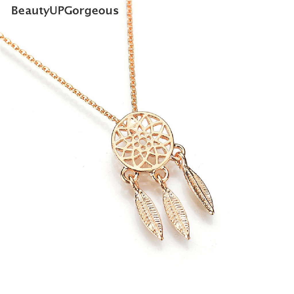 [BeautyUPGorgeous] Vòng cổ Dài Mặt Hình Lưới Giấc Mơ Phong Cách Retro Màu Vàng / Bạc Cho Nữ