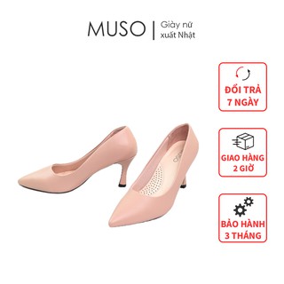 Giày cao gót muso 7cm mũi nhọn kiểu dáng basic da lì mềm