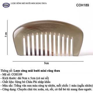 Lược sừng mini răng thưa (size XS-9cm) HAHANCO