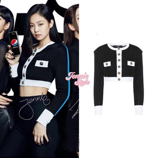 blackpink jennie Korean ulzzang style Retro vintage women long sleeve knit sweaters crop top cardigans