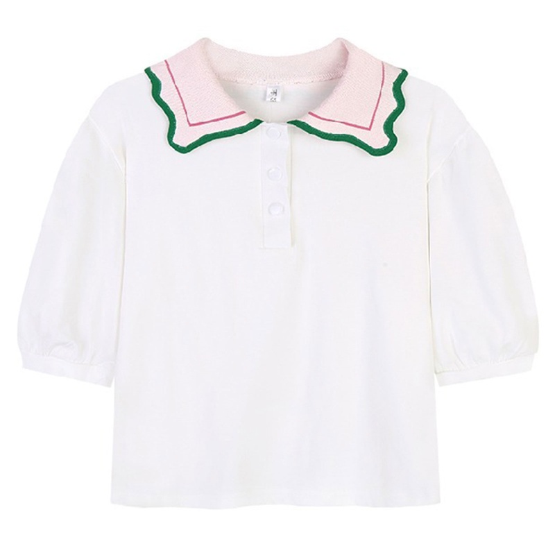 Áo Croptop Tay Lỡ Dáng Rộng Cài Nút Màu Sắc Ngọt Ngào Xinh Xắn Cho Nữ