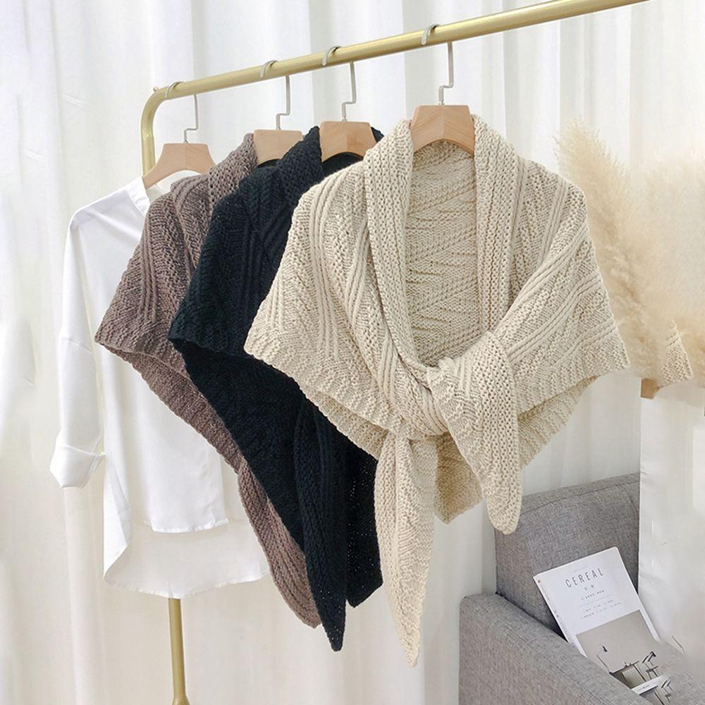 Khăn Choàng Len Cashmere Dệt Kim Cài Nút Lỗ Đơn Giản Thanh Lịch Thời Trang Thu Đông Cho Nữ