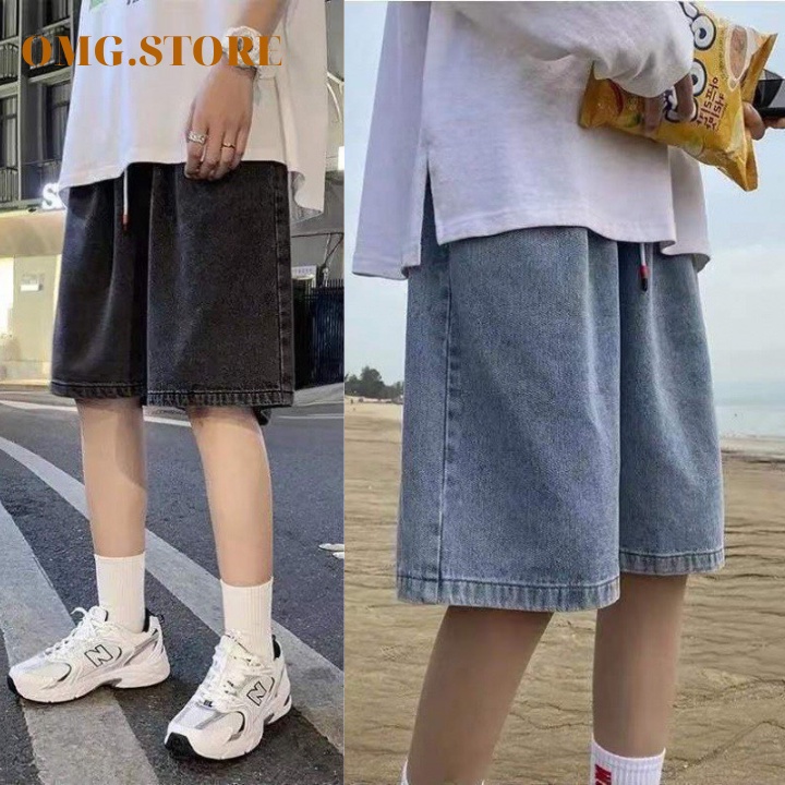 Quần short jean nam nữ basic,sooc bò, quần bò đùi ống rộng unisex