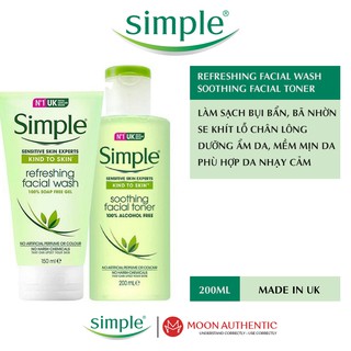 Sữa Rửa Mặt Simple ,Nước Hoa hồng Simple Tặng Mặt nạ 3D