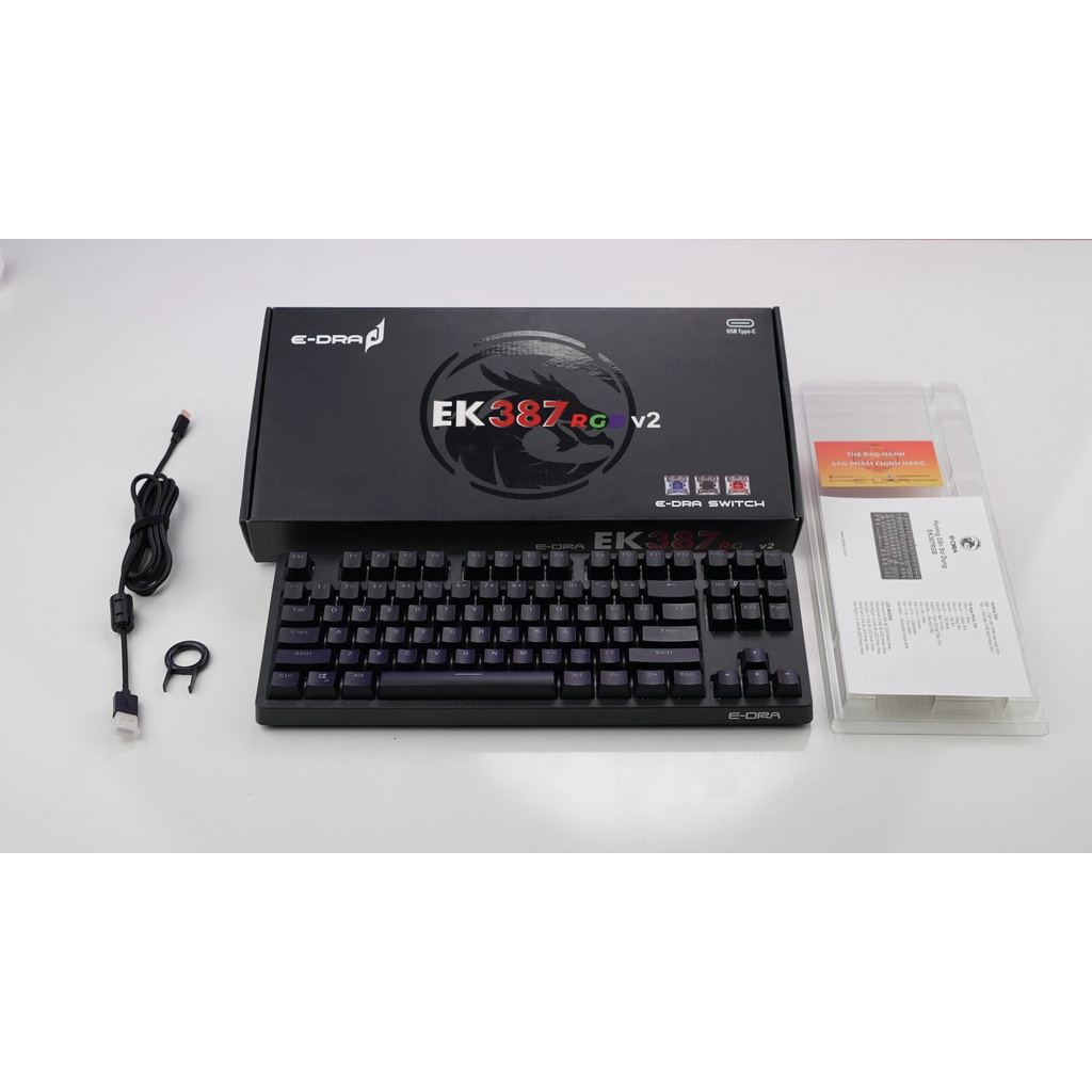 Bàn phím cơ, máy tính E-Dra EK387 RGB⚡️𝑭𝑹𝑬𝑬𝑺𝑯𝑰𝑷⚡️cao cấp, gõ bền êm tay, chơi game và dùng văn phòng đều tốt, xịn