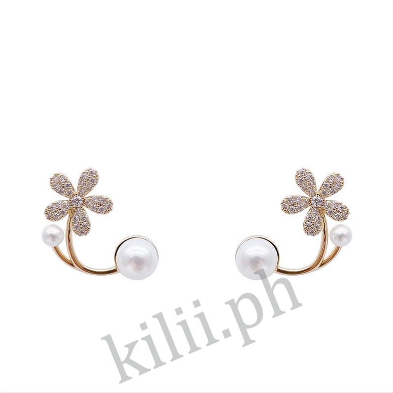 Đôi Bông Tai Hình Hoa Đính Ngọc Trai Thời Trang Dành Cho Nữ