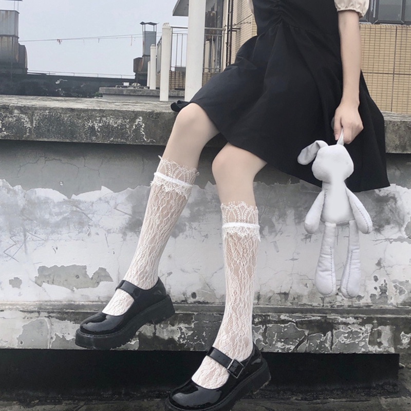 Vớ Dài Qua Gối Viền Ren Hoa Phong Cách Lolita YOUYO