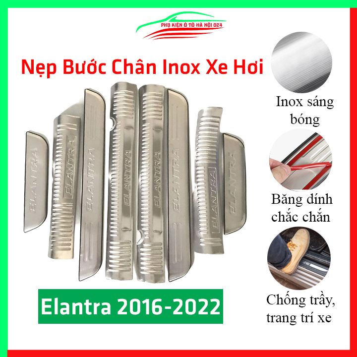 Bộ nẹp bước chân inox ô tô Hyundai Elantra 2016-2019 chống trầy làm đẹp ô tô