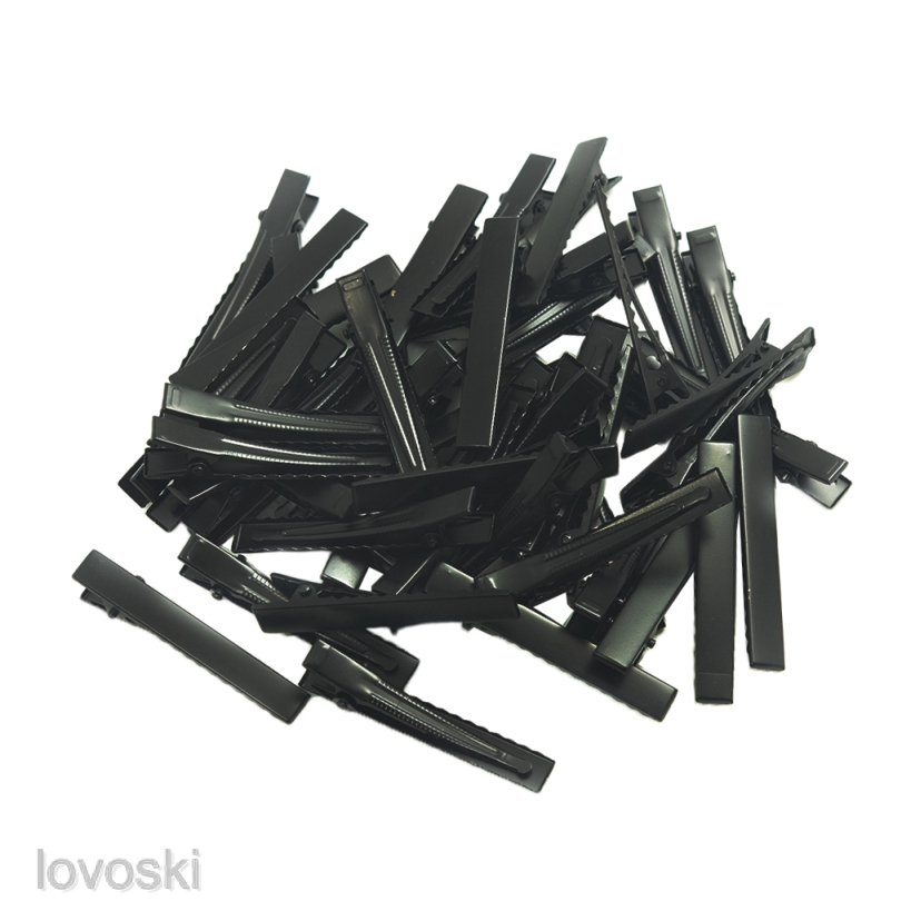 Set 50 Kẹp Tóc Cá Sấu Màu Đen Bằng Sắt DIY