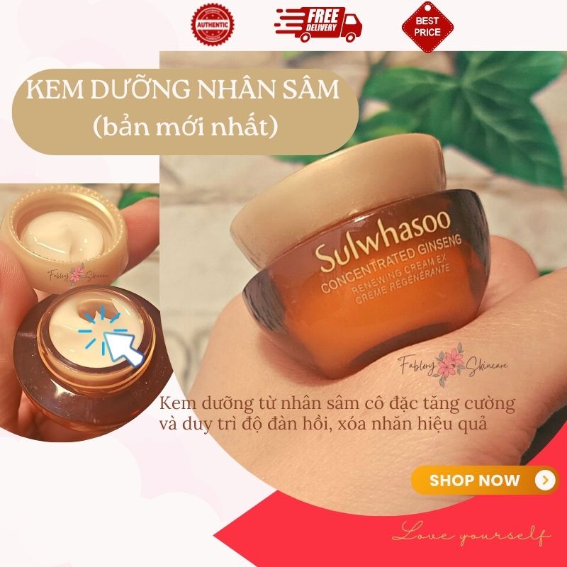 Kem dưỡng nhân sâm Sulwhasoo Concentrated Ginseng Renewing Cream phục hồi da gấp 3 lần. chống lão hoá mạnh mẽ mới nhất