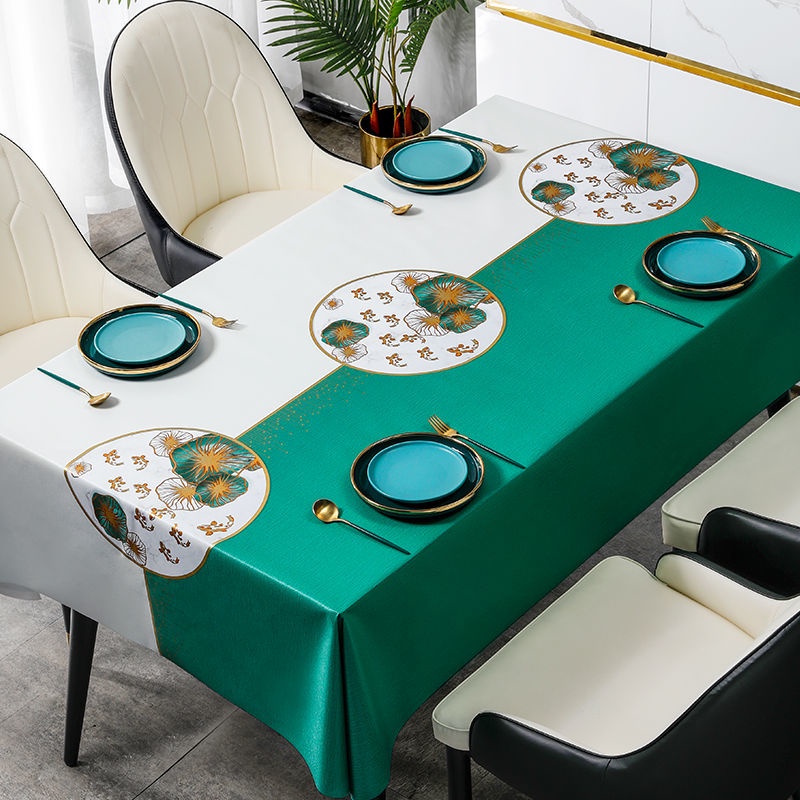 Khăn Trải Bàn Hình Chữ Nhật Chất Liệu PVC Dày Dặn Chống Thấm Nước / Dầu / Bỏng Phong Cách Bắc Âu Cao Cấp