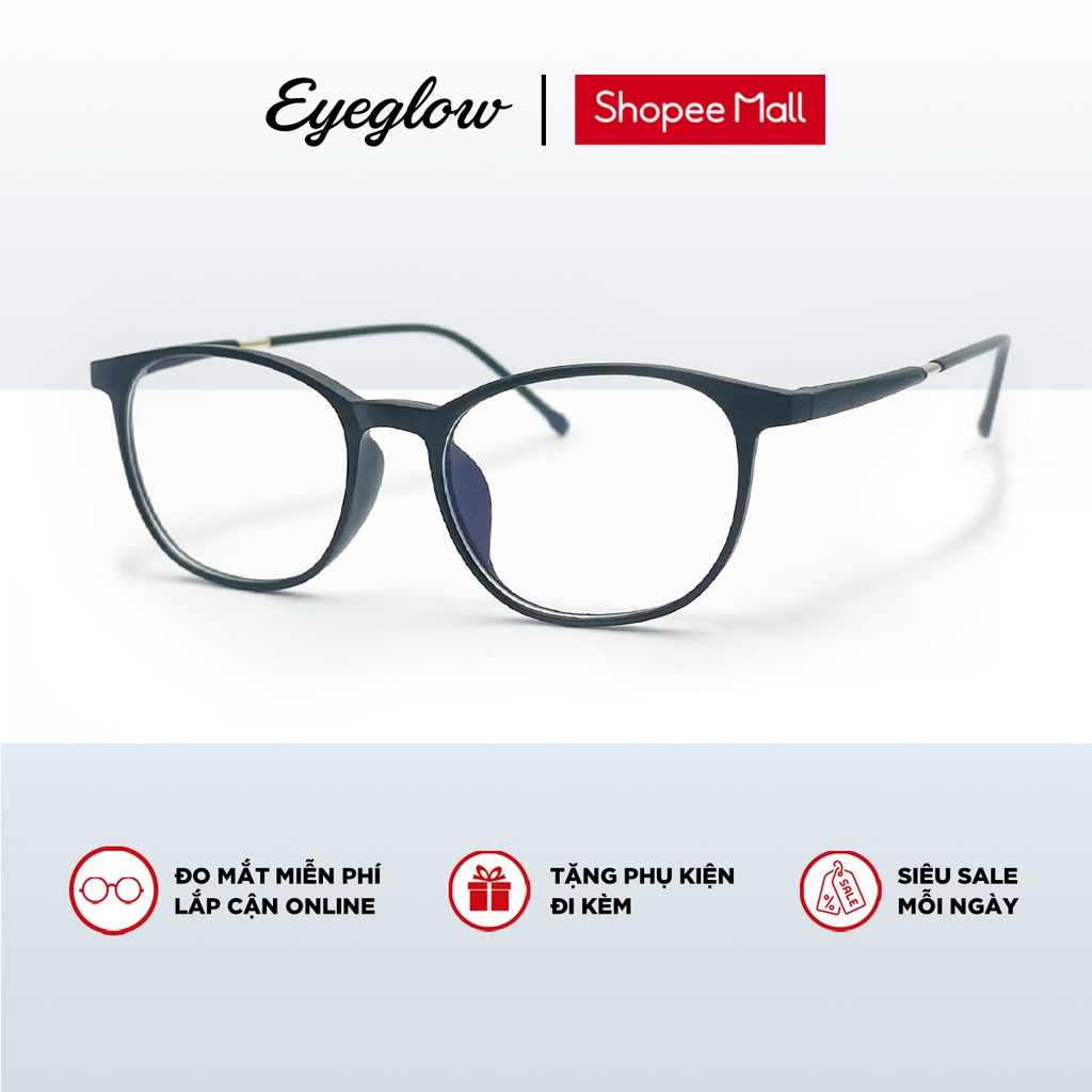 Gọng kính cận vuông nam nữ Eyeglow chất liệu nhựa dẻo thanh mảnh dễ đeo phù hợp nhiều gương mặt EG8509