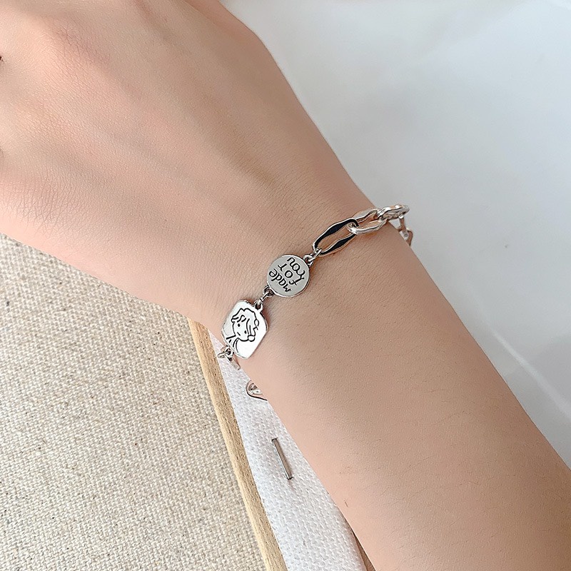 Vòng tay, lắc tay thép Titan không gỉ sợi xích mặt cute thời trang cá tính unisex CyberH VTĐ01 | BigBuy360 - bigbuy360.vn