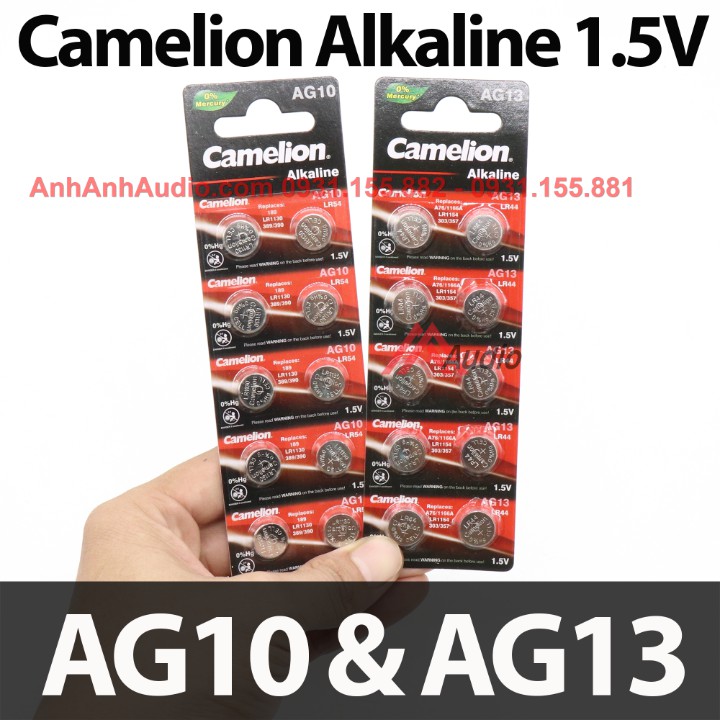 Pin cúc áo 1.5V AG10 và AG13 Camelion chính hãng