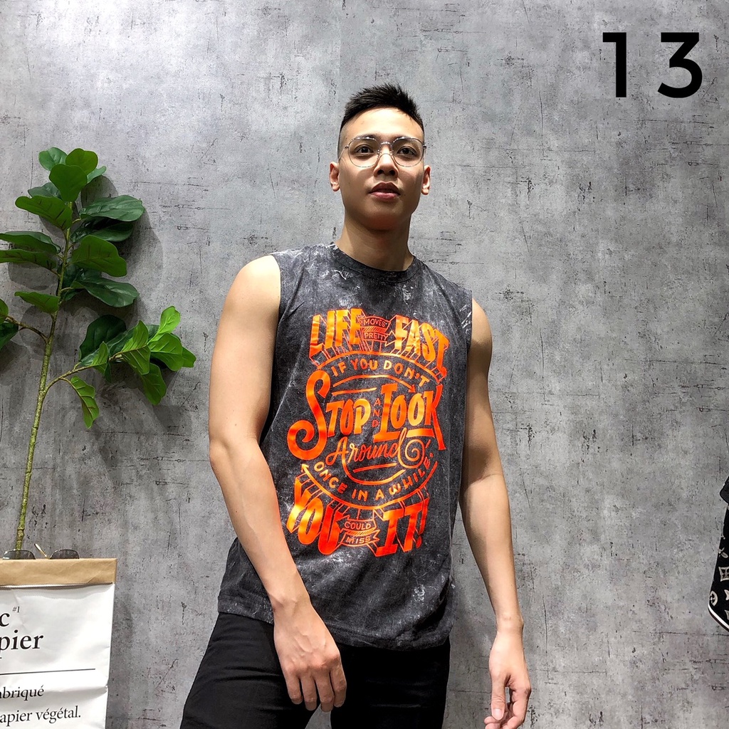 Áo ba lỗ gym big size tanktop sát nách thể thao cotton họa tiết đầu lâu cao cấp thái lan SNTL size L