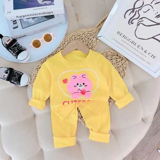 Bộ thun dài tay cổ tròn cho bé trai, gái 8-18kg