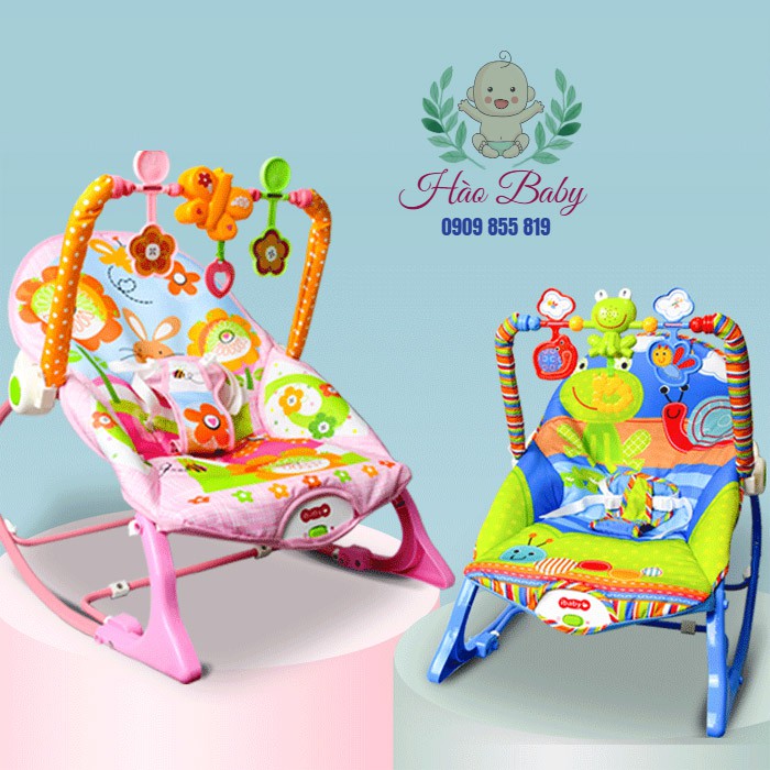 [Haobaby2018] Ghế Rung Nôi Rung Bập Bênh Cao Cấp Cho Bé Ngồi Ăn Dặm, Có Thanh Đồ Chơi