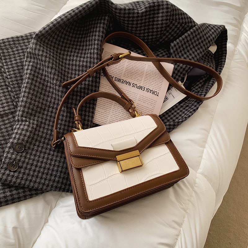 Túi xách nữ  đeo chéo đi chơi đẹp túi đeo vai khóa vuông chất liệu da vân cao cấp