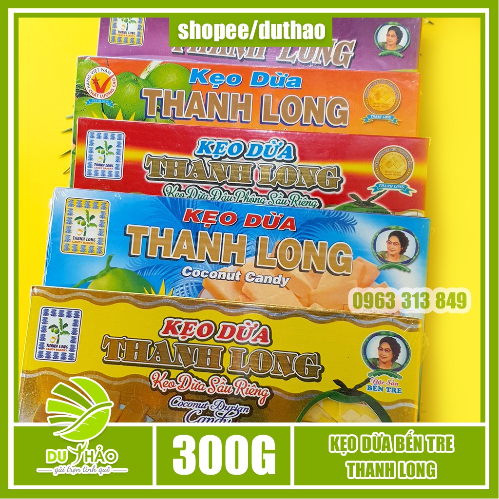 Kẹo dừa Bến Tre Thanh Long chính hãng gồm 6 vị khác nhau, Kẹo dừa Thanh Long gia truyền, kẹo mềm dẻo đậm đà vị dừa