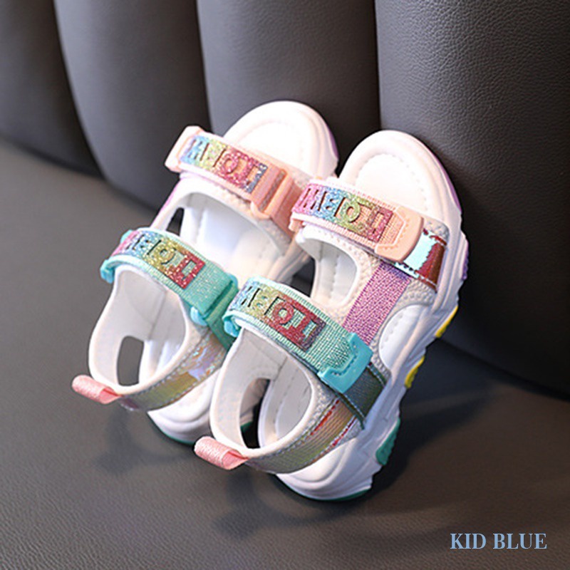 Giày Sandal Đế Mềm In Chữ Nhiều Màu Sắc Thoải Mái Thời Trang Mùa Hè Phong Cách Hàn Quốc Cho Bé Gái