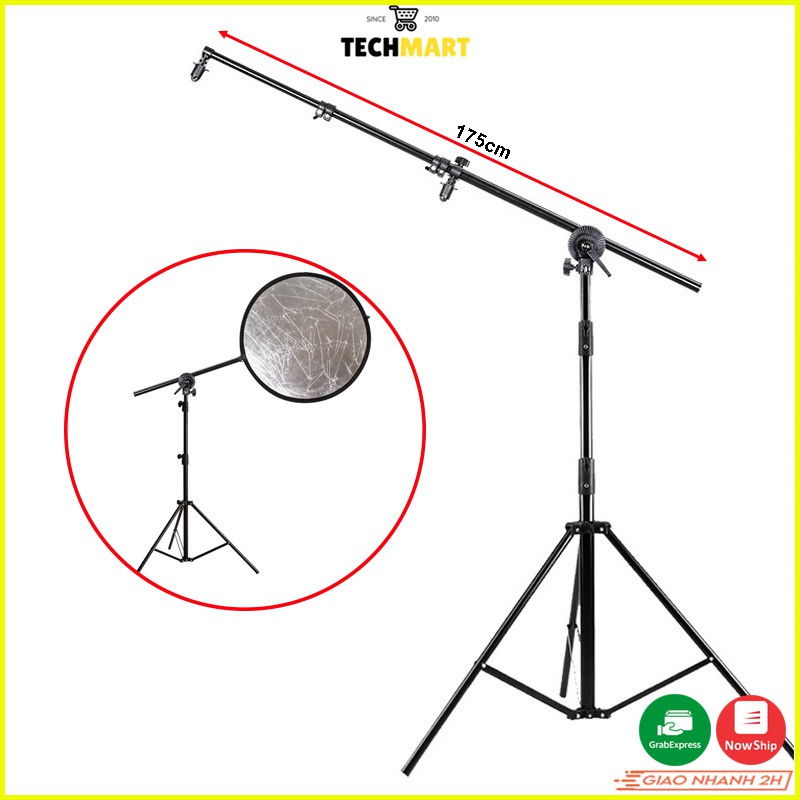 Tay treo ngang tấm hắt sáng cho studio chụp ảnh, bộ gồm chân cao 2m và tay treo 175cm