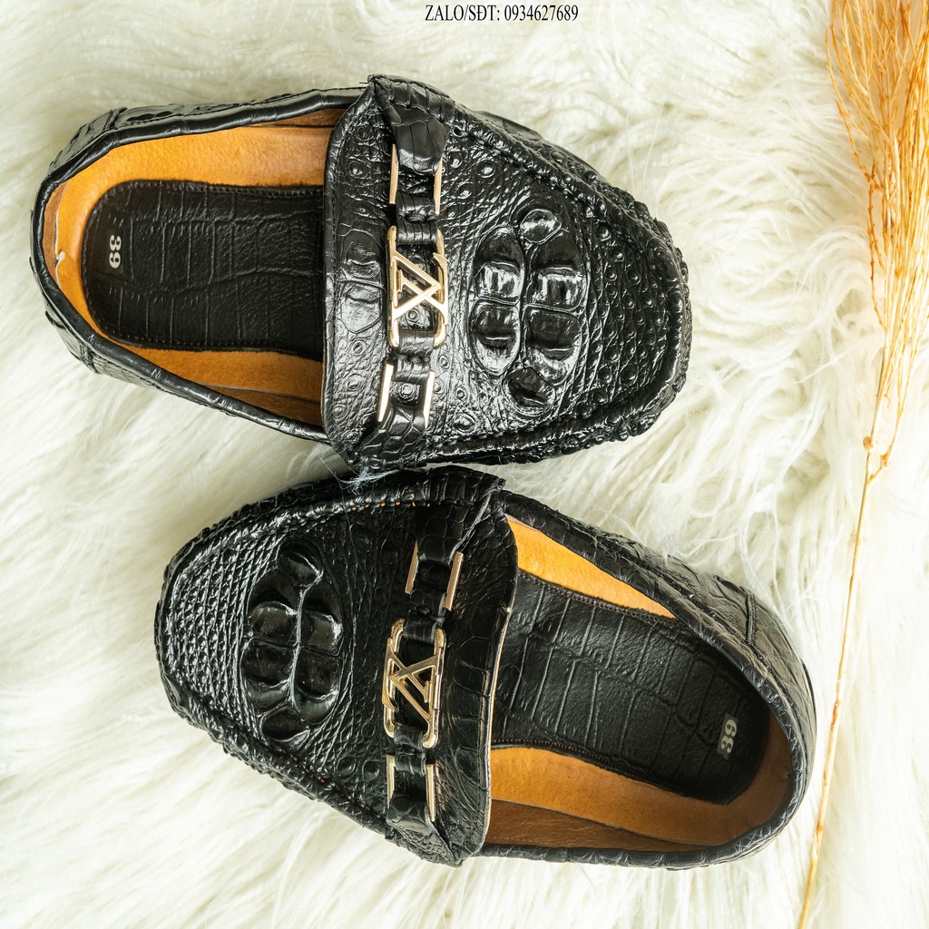 Giầy da, giầy nam da cá sấu màu đen màu nâu.
