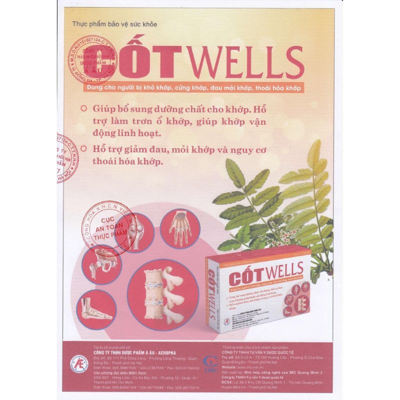 CỐT WELLS- Dùng cho người khô khớp, cứng khớp, thoái hoá xương khớp