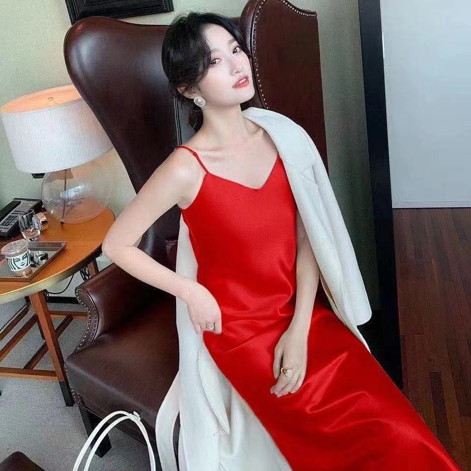 Đầm Dài Hai Dây Giả Lụa Satin Thời Trang Mùa Hè Dành Cho Nữ | BigBuy360 - bigbuy360.vn