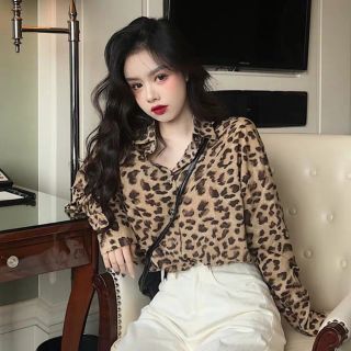 🎀SẴN Sơ mi da beo🎀dáng big size cực kỳ dễ phối đồ kèm ảnh mẫu mặc