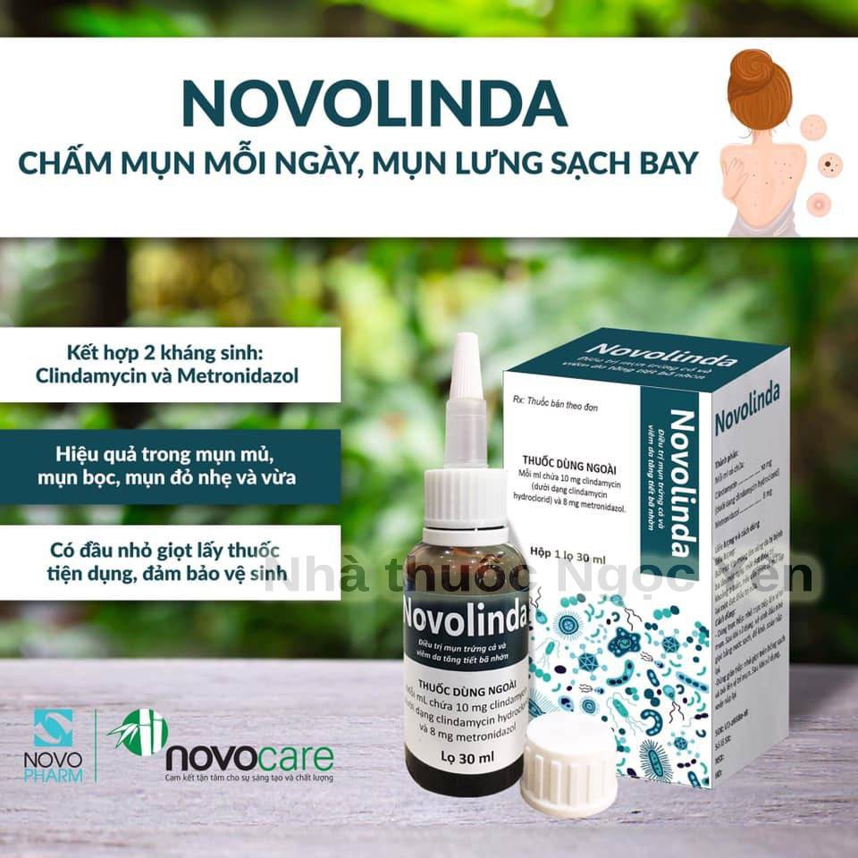 Novolindaa - Giảm Mụn Trứng Cá, Mụn Lưng, Tăng tiết bã nhờn 30ml Date mới nhất 1/2024